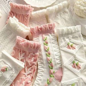 5-Pack Strawberry Lace Womens Cottons Socks